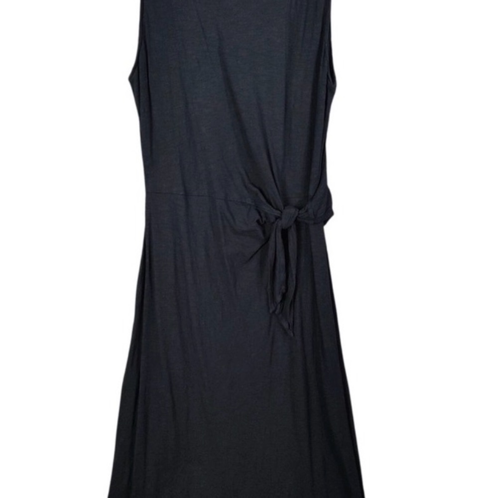 Talbots Sleeveless Black Tie-Waist Midi Dress M